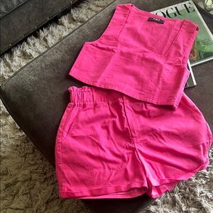 Bright Pink Sleeveless Top and Shorts Set. New never worn no tags.